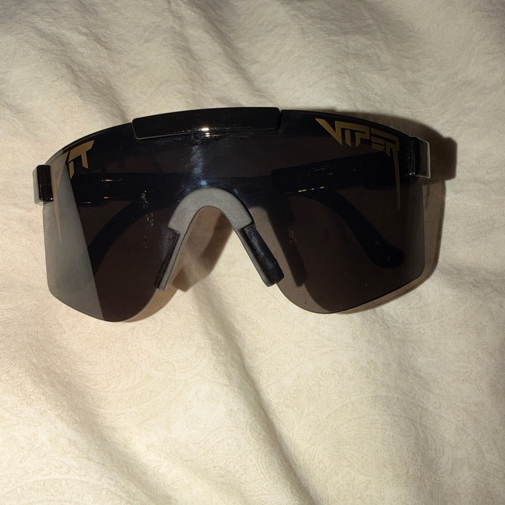 Pit Viper Shield Sunglasses in Black with Gold Accents